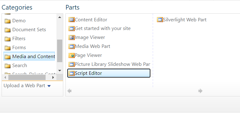 Add Script Editor WebPart